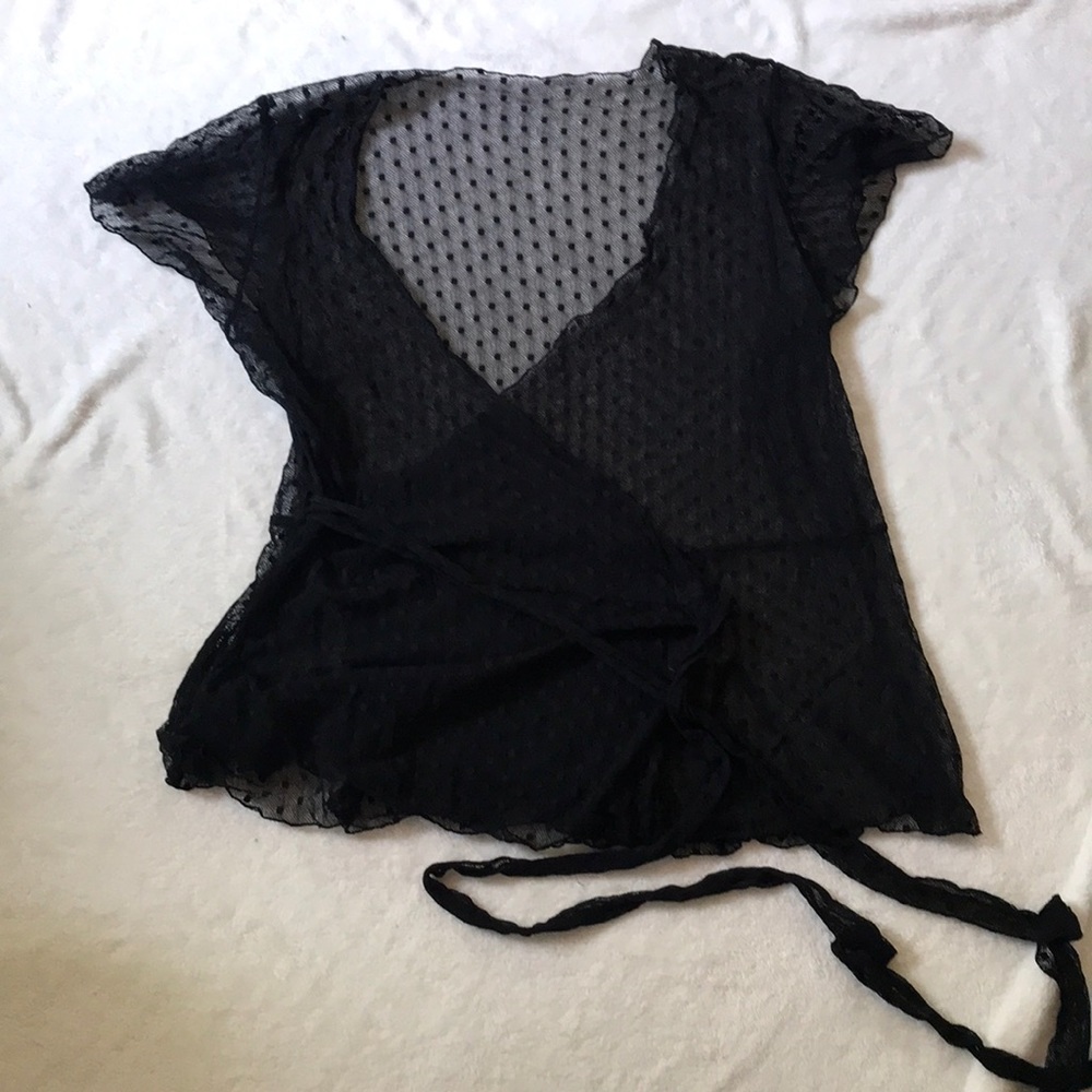 Sheer Polka Dot Wrap Top